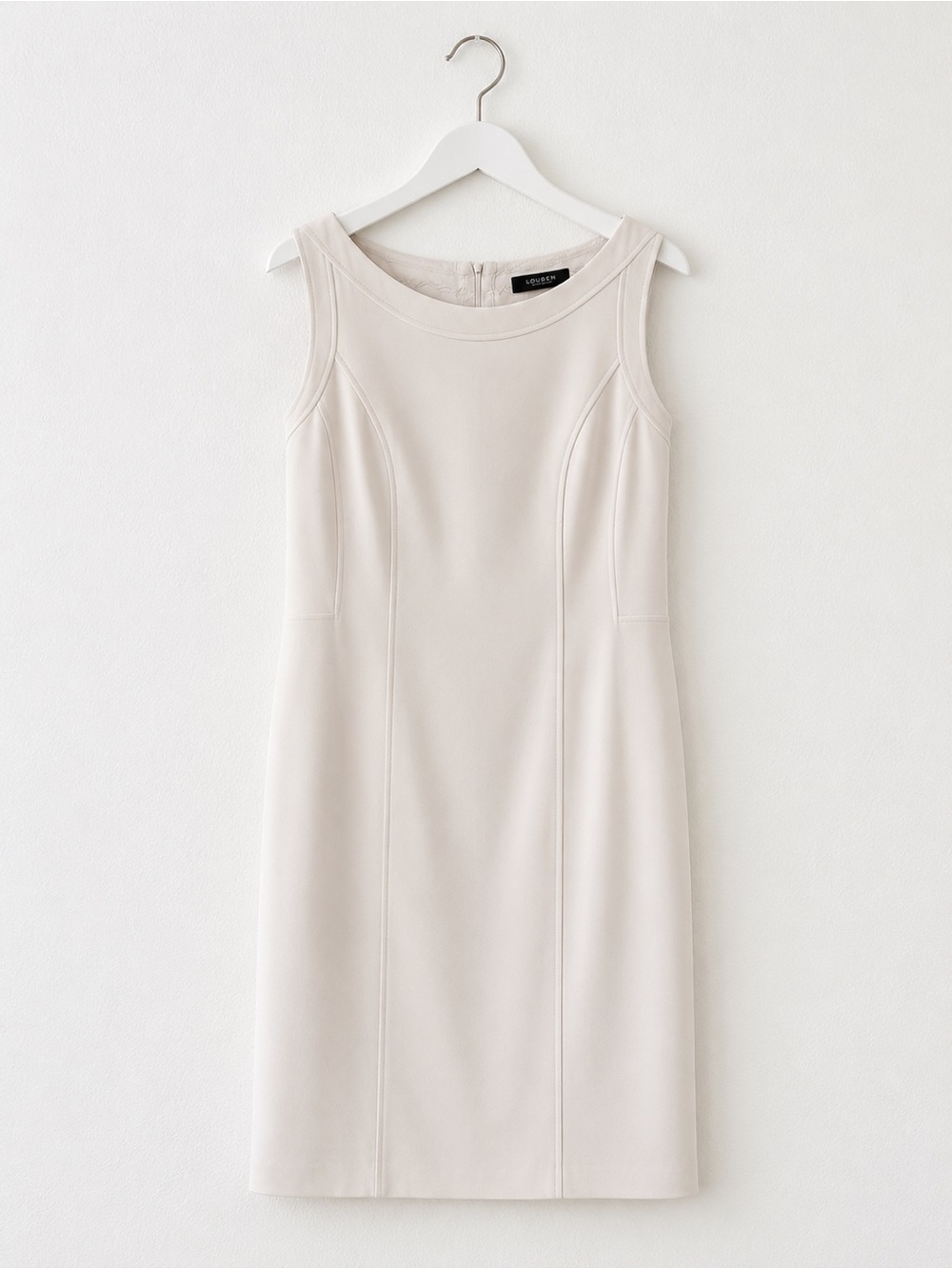 Louben Woman Sleeveless Sheath Dress Size 16W Light Beige Dress